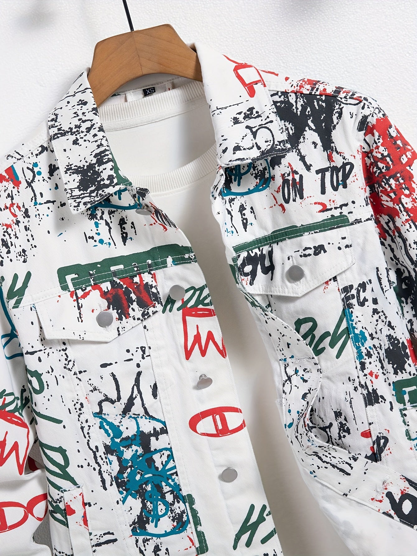 Jaqueta Masculina de Jeans Estilo Grafite Urbano