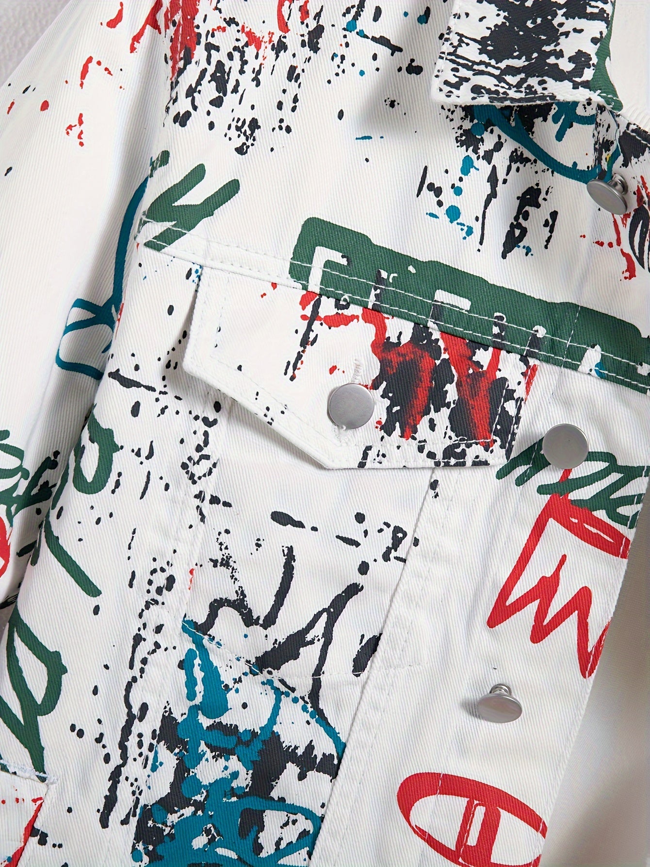 Jaqueta Masculina de Jeans Estilo Grafite Urbano