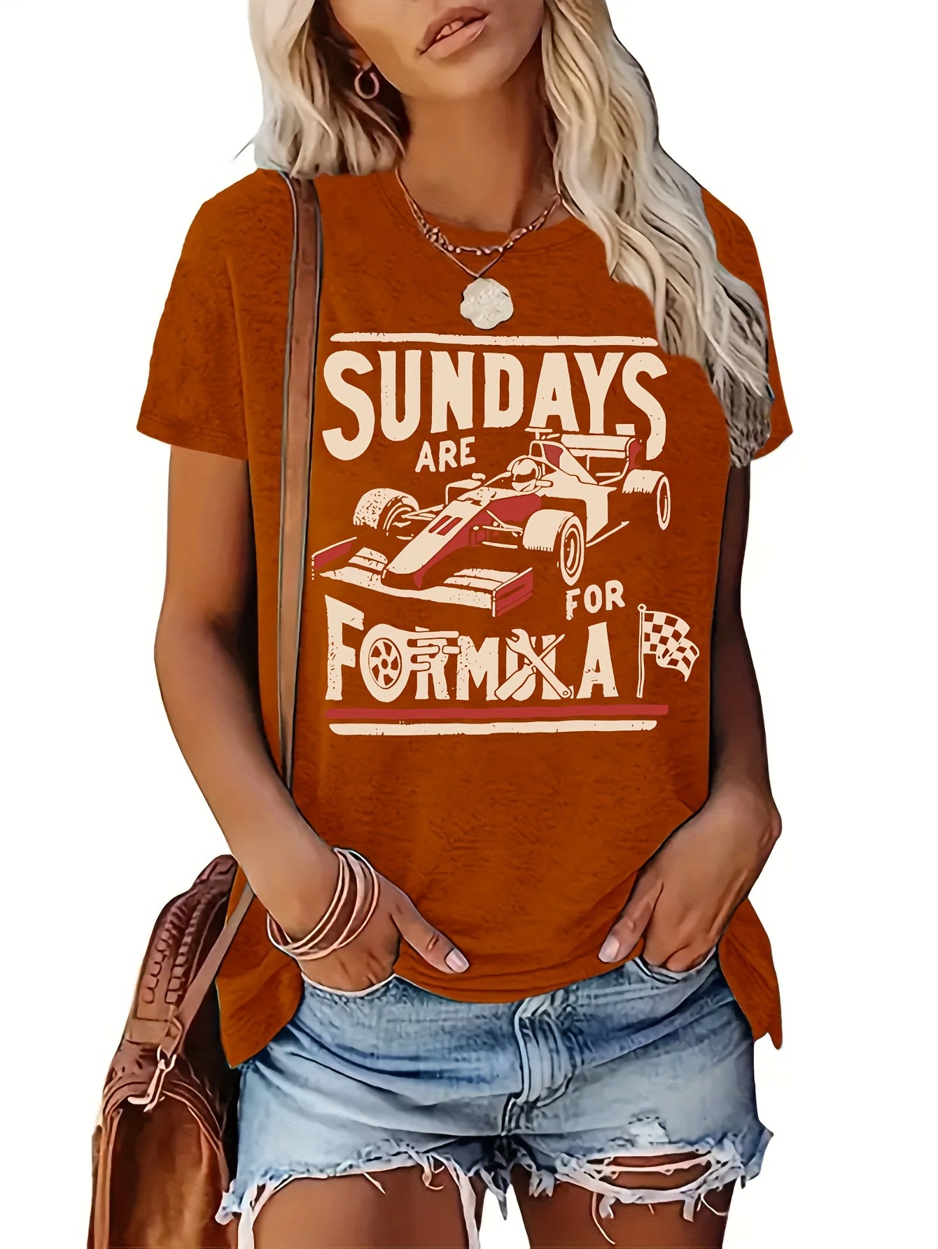 T-shirt Feminina Retrô com Estampa de Corrida